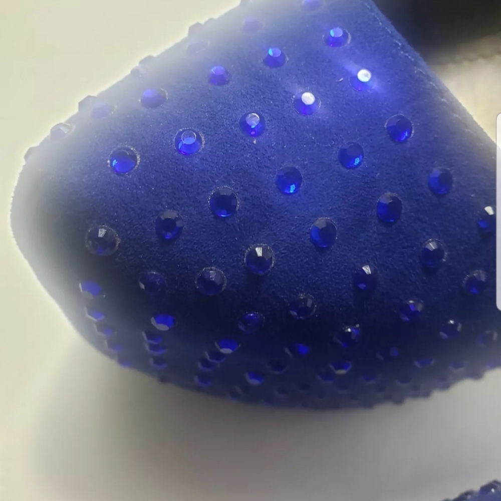 Forever 21 Blue Suede Rhinestone Heels - Picture 4 of 11